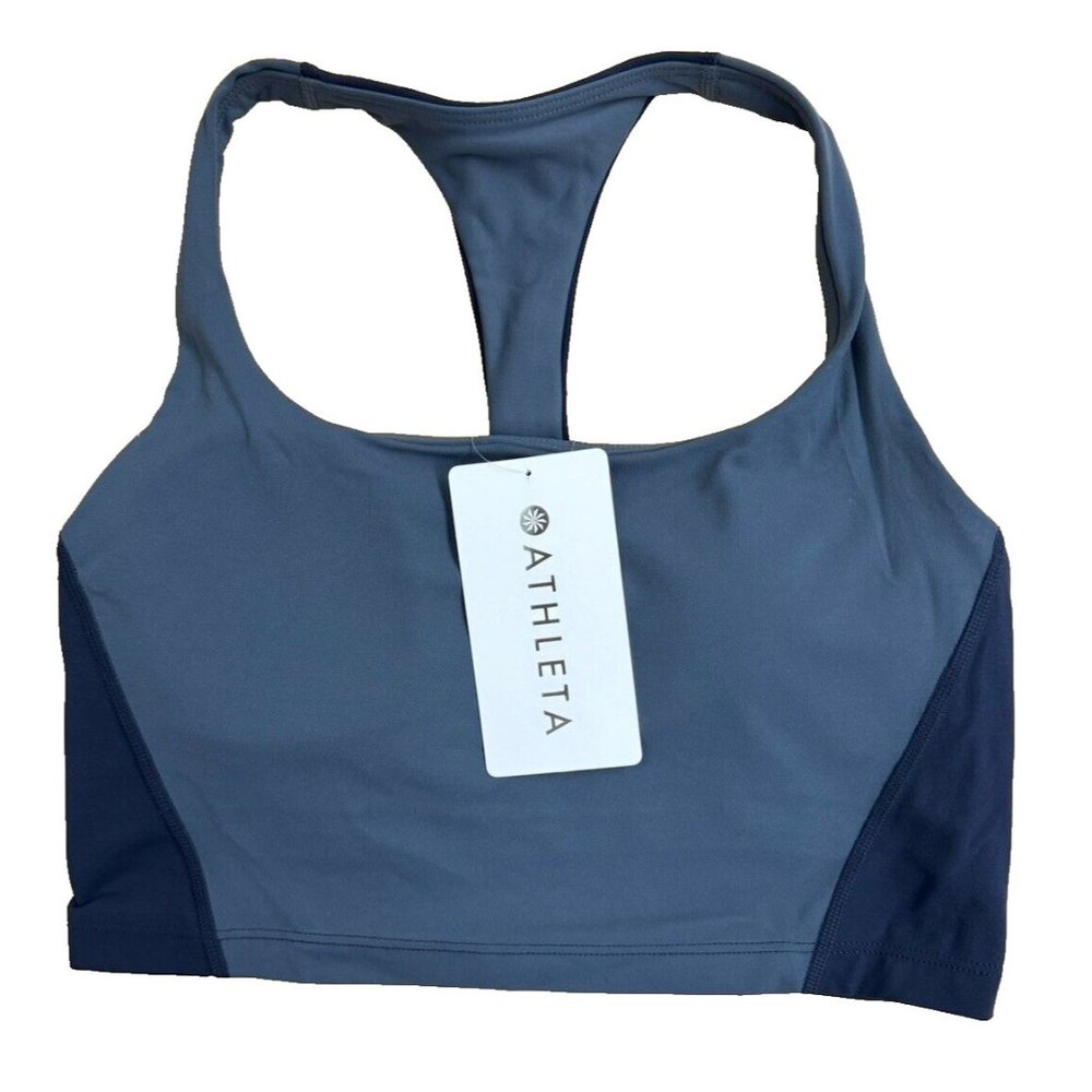 Athleta S Transcend Blue Color Block Crop Bra Small Cup A-C